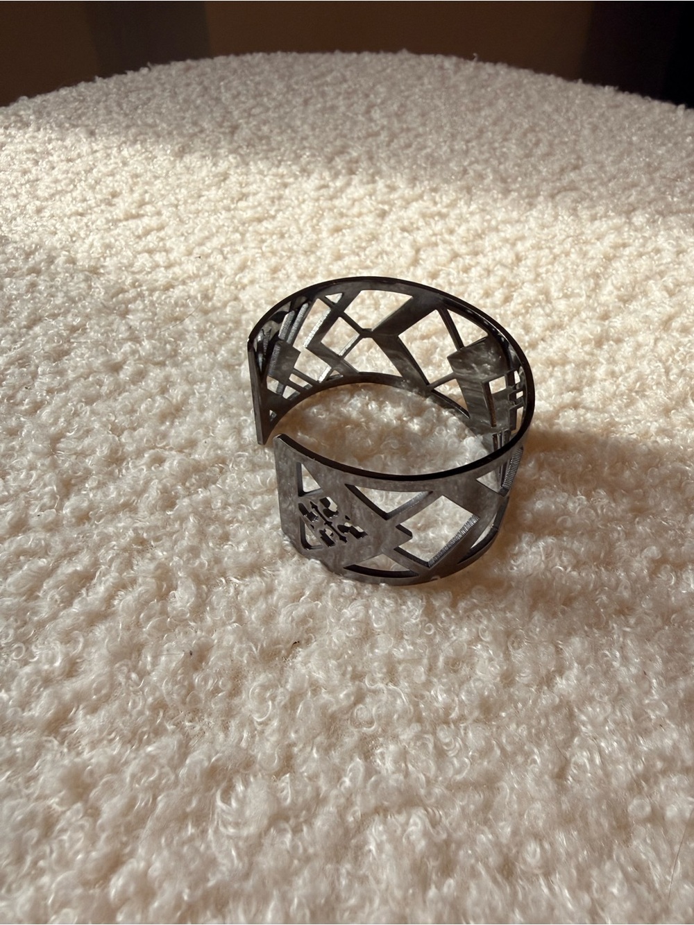 Tory Burch Cutout Geometric Black Metal Cuff Bracelet